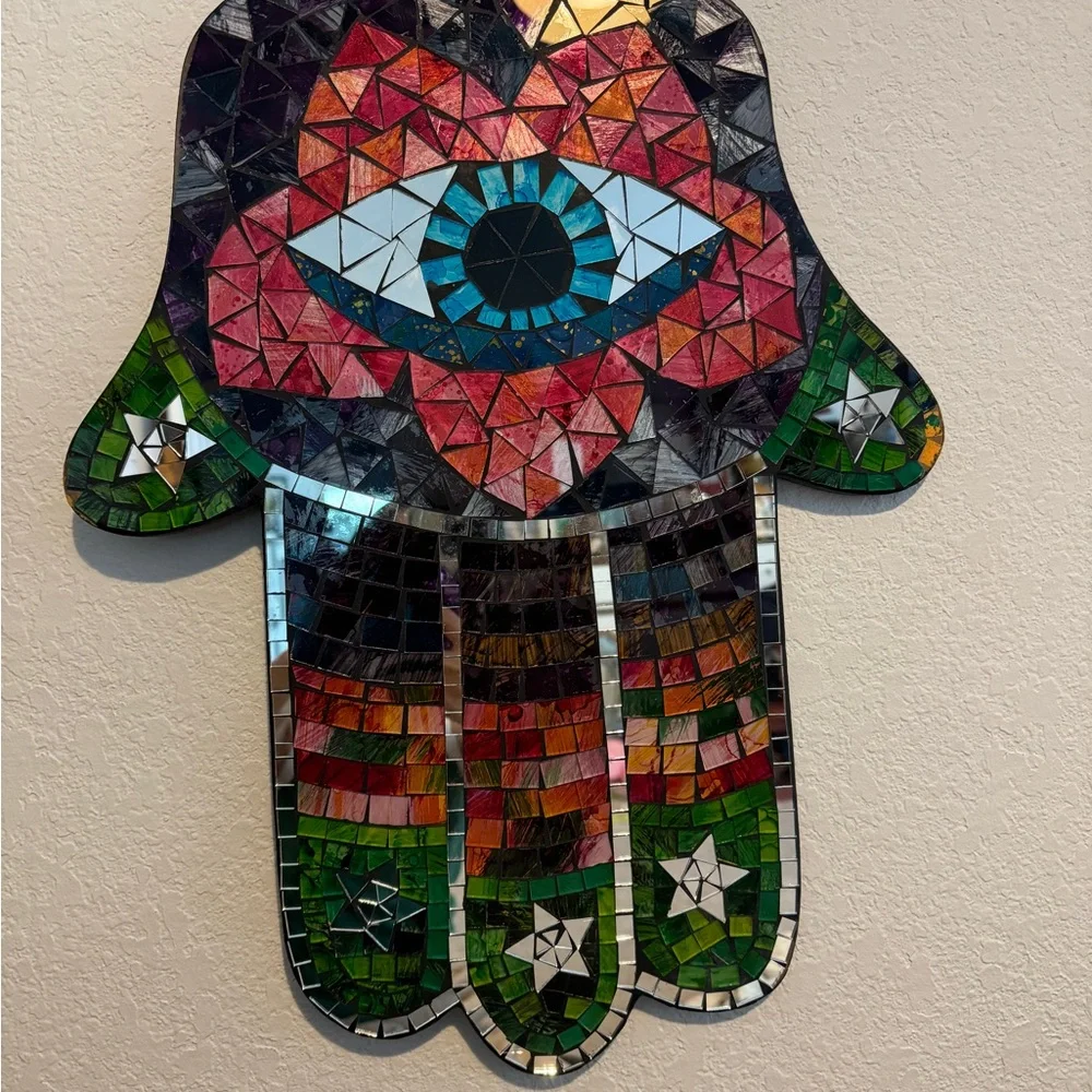 Large Hamsa Hand Mosaic Wall Hanging, 19.75